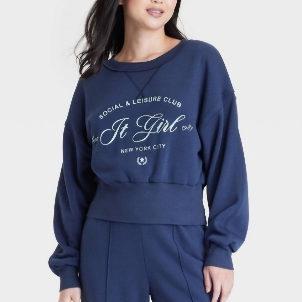 New Grayson Threads Navy Sweatshirt Social & Leisure Club "It Girl" Loungewear